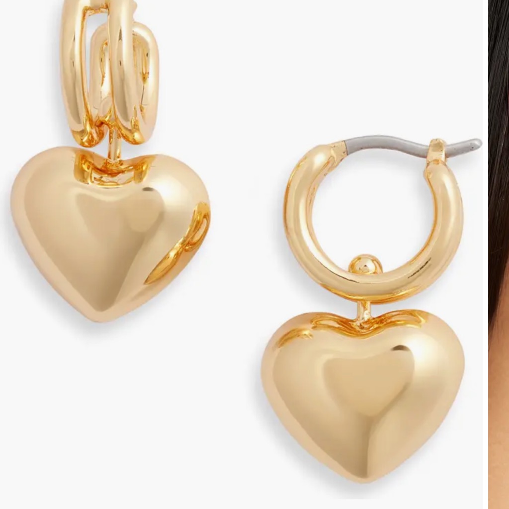Puffy Heart Drop Earrings Jenny Bird New 99$